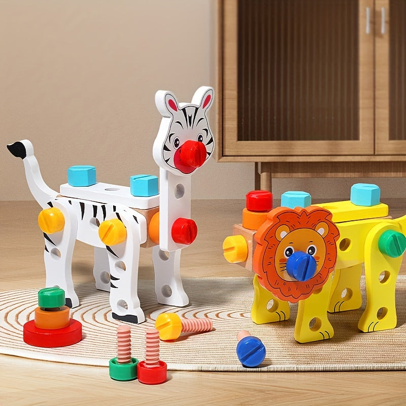 Animal Assembly Toolbox Wooden Toy Pretend Play Enhances Creativity