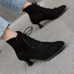 Women's Kitten Heel Boots Comfortable Pointed Toe Ankle Boots