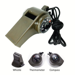 3 in 1 Whistle Portable Lifesaving Whistle Compass Thermometer Camping