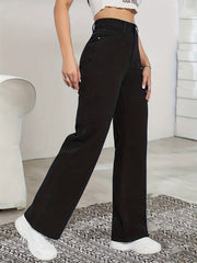 Baggy Straight Jeans Mid Waist Non Stretch Denim Pants Women's Clothing