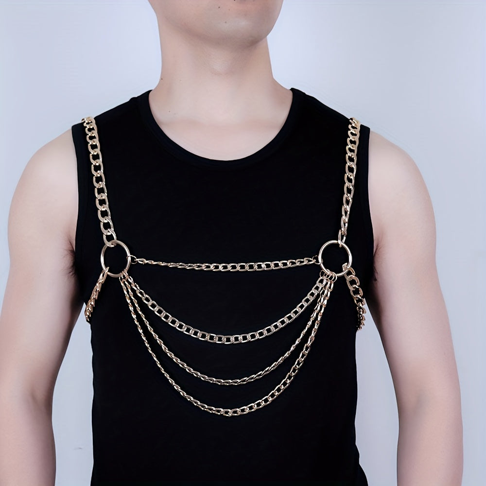 Men's Metal Harness Belt Hollow Chain Club Accessory