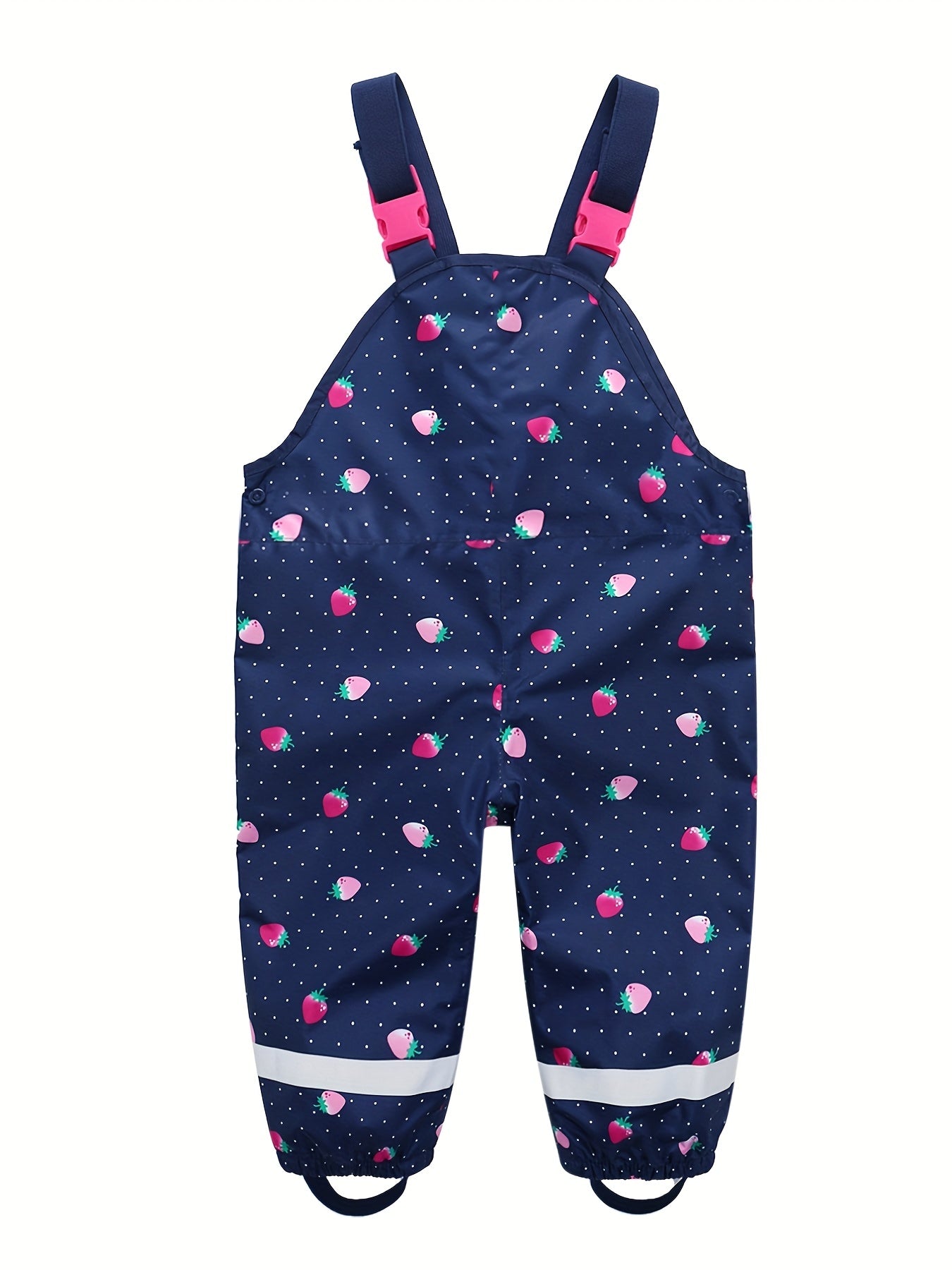 Kids Cartoon Strawberry Print Rain Overall Jumpsuit