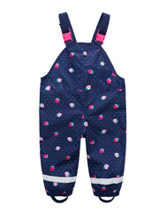Kids Cartoon Strawberry Print Rain Overall Jumpsuit