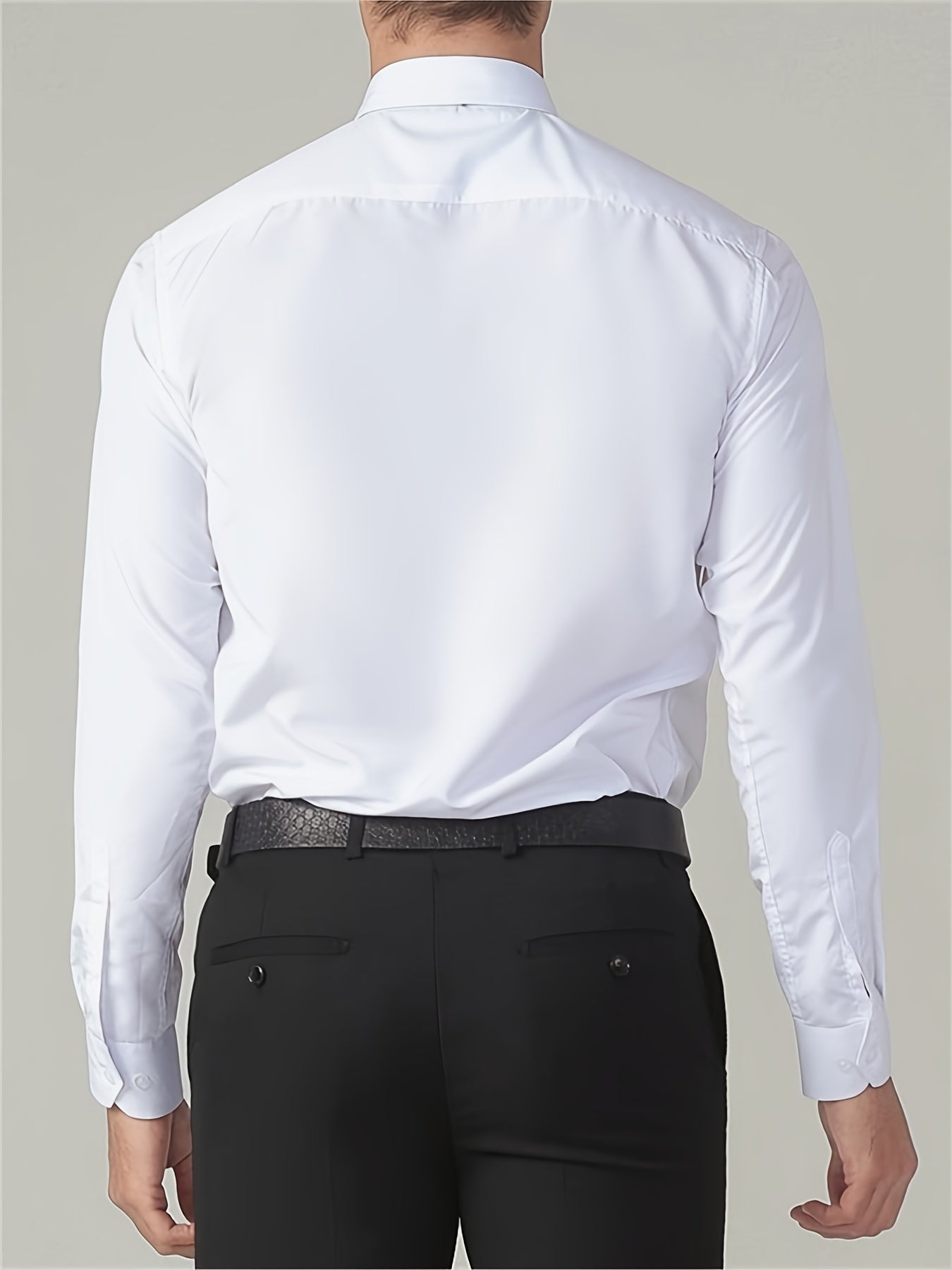 Men's Solid Business Long Sleeve Suit Shirt