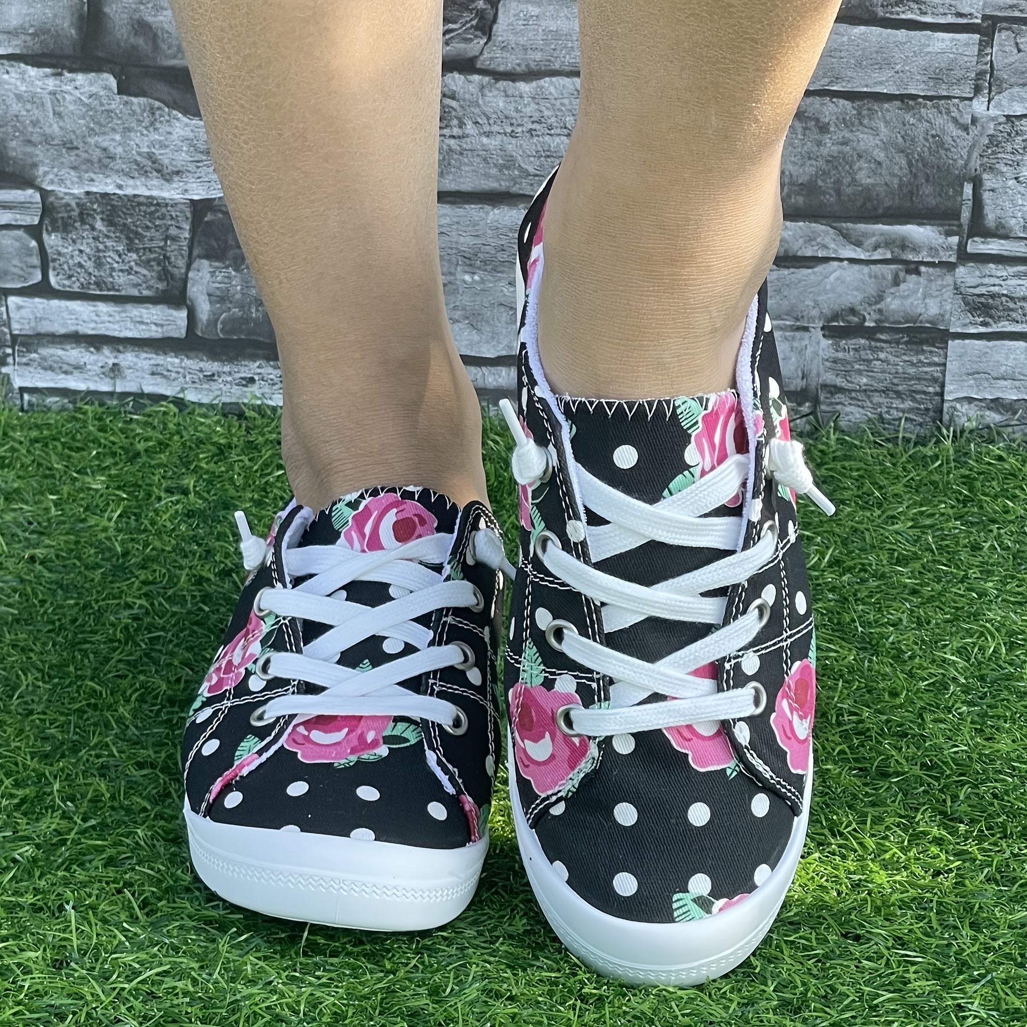 Women's Flower Winter Warm Flat Sneakers Non slip Lace Up Canvas Shoes