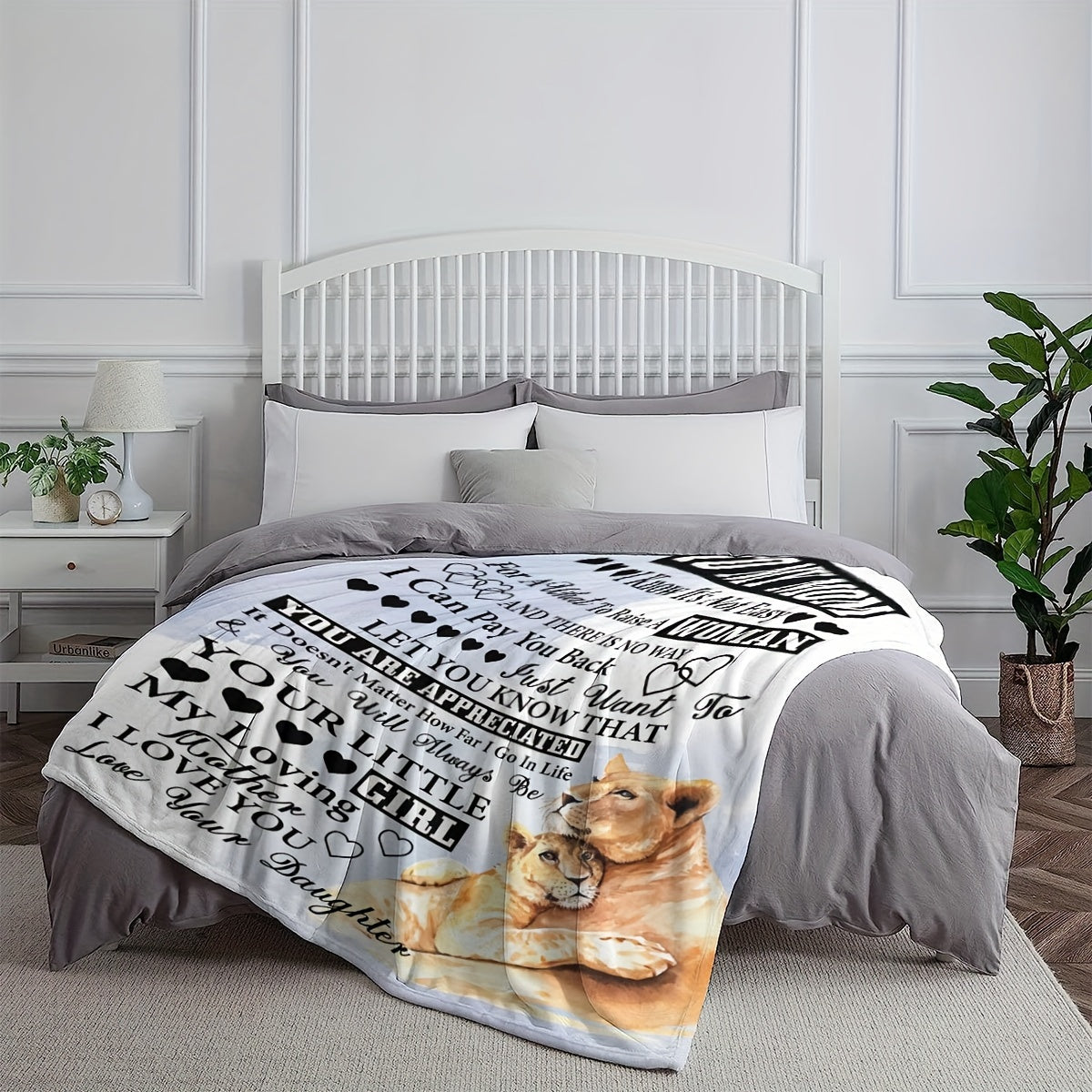 Lion Pattern Blanket Flannel Soft Throw for Camping Travel - Gift for Mom