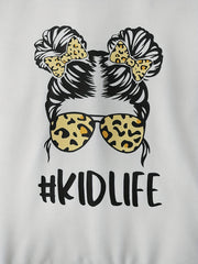 Girl's Cartoon Sunglasses Print 3pcs Sweatshirt & Skirt Set