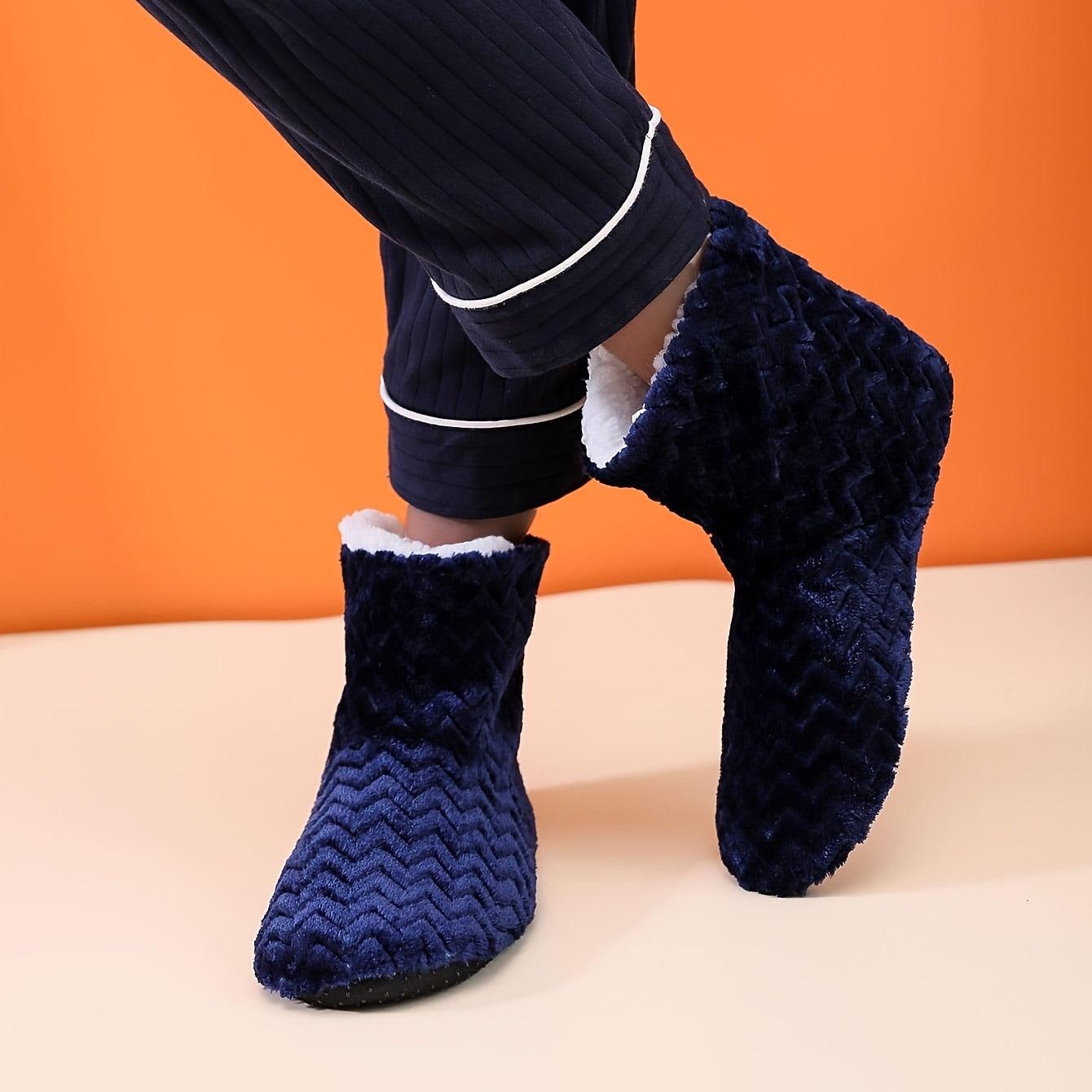 Men's Cozy Plush Bootie Slippers Winter Indoor Shoes