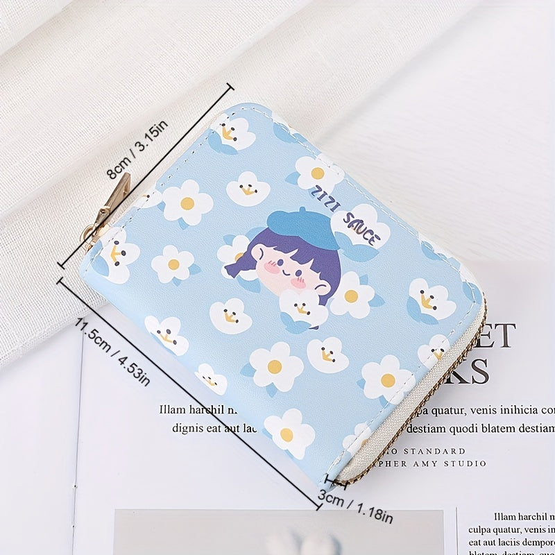 Cartoon Zipper Card Holder Money Clip Short Wallet for Girls