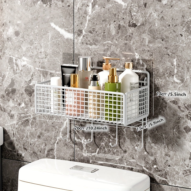 1pc Storage Rack With Hooks For Kitchen Bathroom Bedroom Office