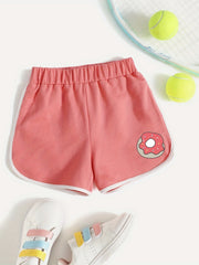 Girls ''Eggs'' Graphic Active Running Short Summer Athletic Shorts Kids Pleated