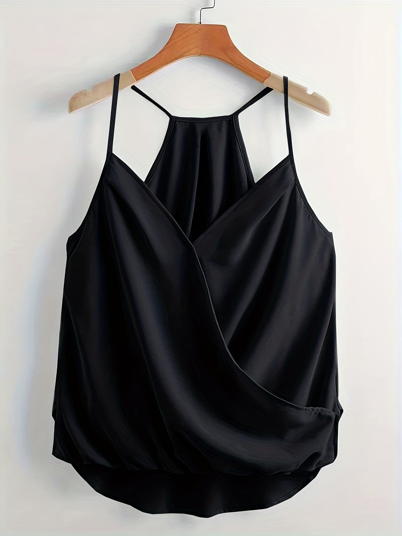 V Neck Wrap Cami Top Solid Spaghetti Strap Sexy Top