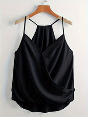 V Neck Wrap Cami Top Solid Spaghetti Strap Sexy Top