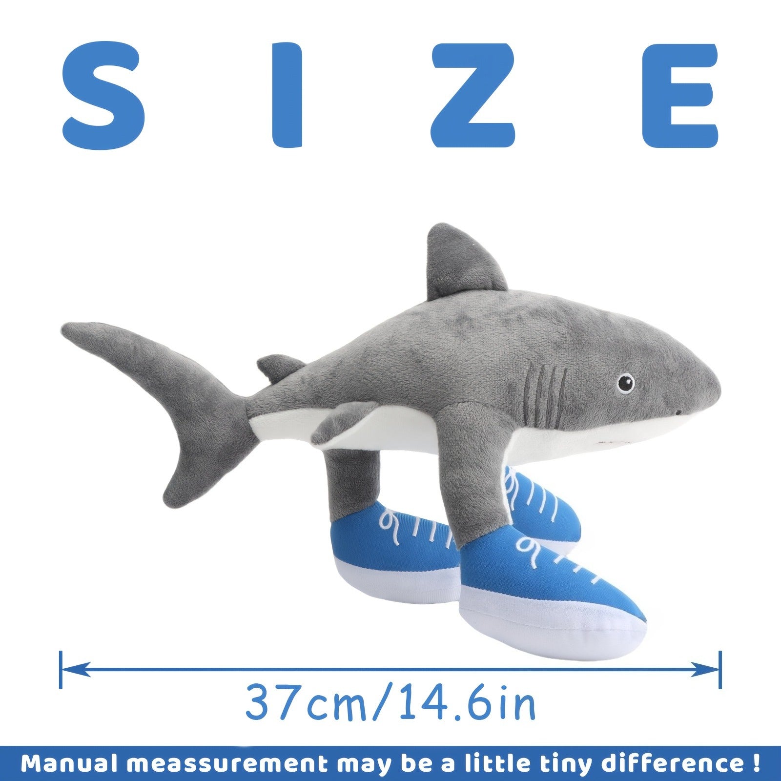 Adorable Shark Plush Toy Soft Polyester Stuffed Animal Gray Tralako