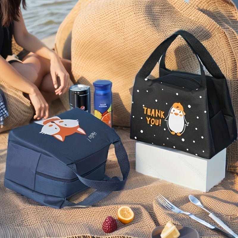 Cartoon Tote Bento Bag Thermal Insulated Lunch Bag Portable Picnic Bag
