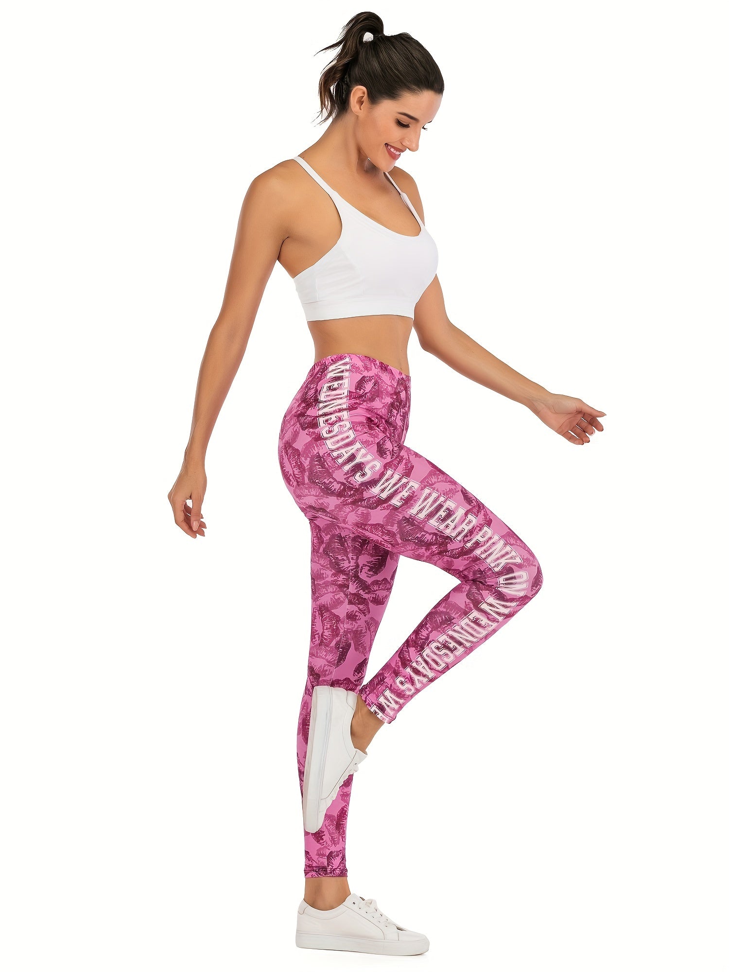 Sexy Lips Print Leggings High Waist Slim Leggings