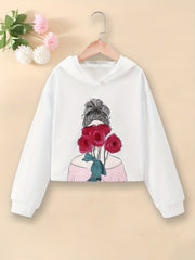 Girls' Flower & Girl Graphic Hoodie Sweatshirt