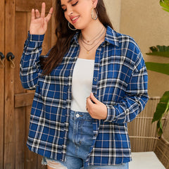 Casual Plaid Button Up Long Sleeve Blouse