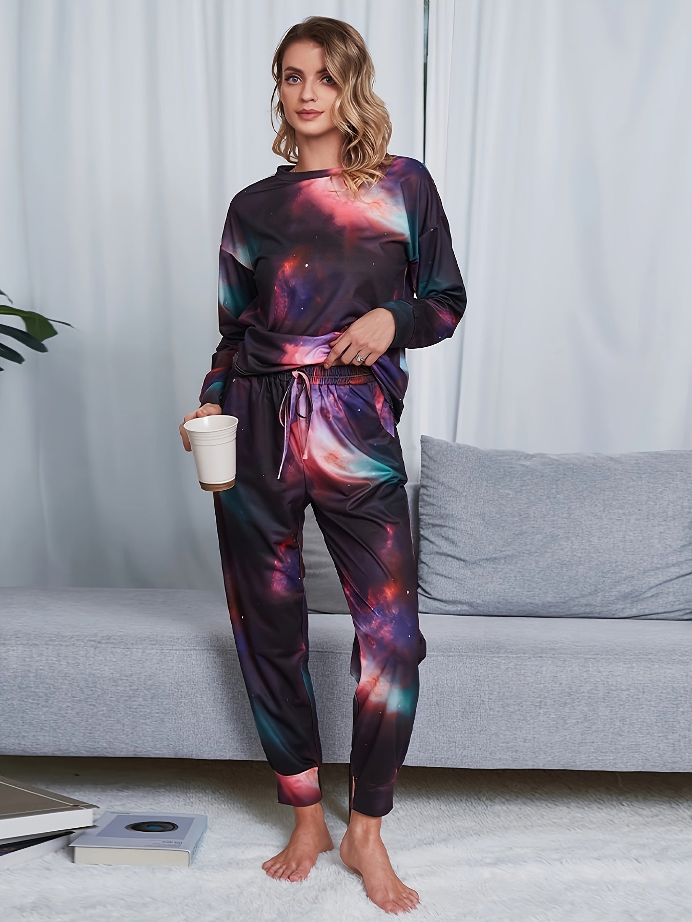 Tie Dye Lounge Set Crew Neck Top & Pants