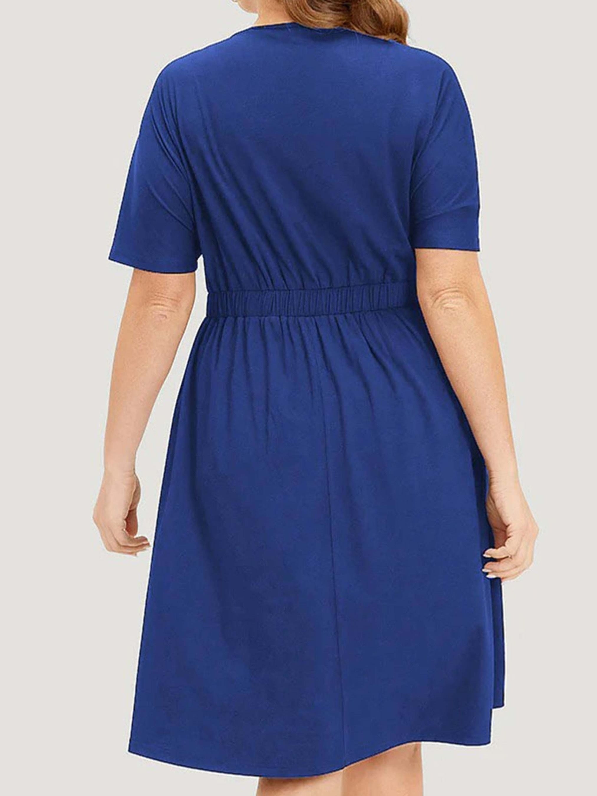 Casual Lounge Dress Women's Plus Button Decor Ruffle Sleeve