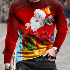 Christmas Santa Claus Print Men's Long Sleeve Novelty T shirt
