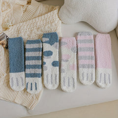 6 Pairs Cat Claw Fuzzy Socks Warm Mid Tube Women's Stockings