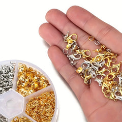 460pcs Jewelry Making Kit Lobster Clasp Jump Rings Crimps Beads Box Supplies