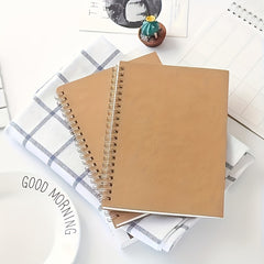 100-Page A6 Spiral Notebook Brown Paper Lined Sketch Memo Notebook
