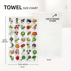2pcs Veggie Pattern Hand Towels Microfiber Square Dish Cloths