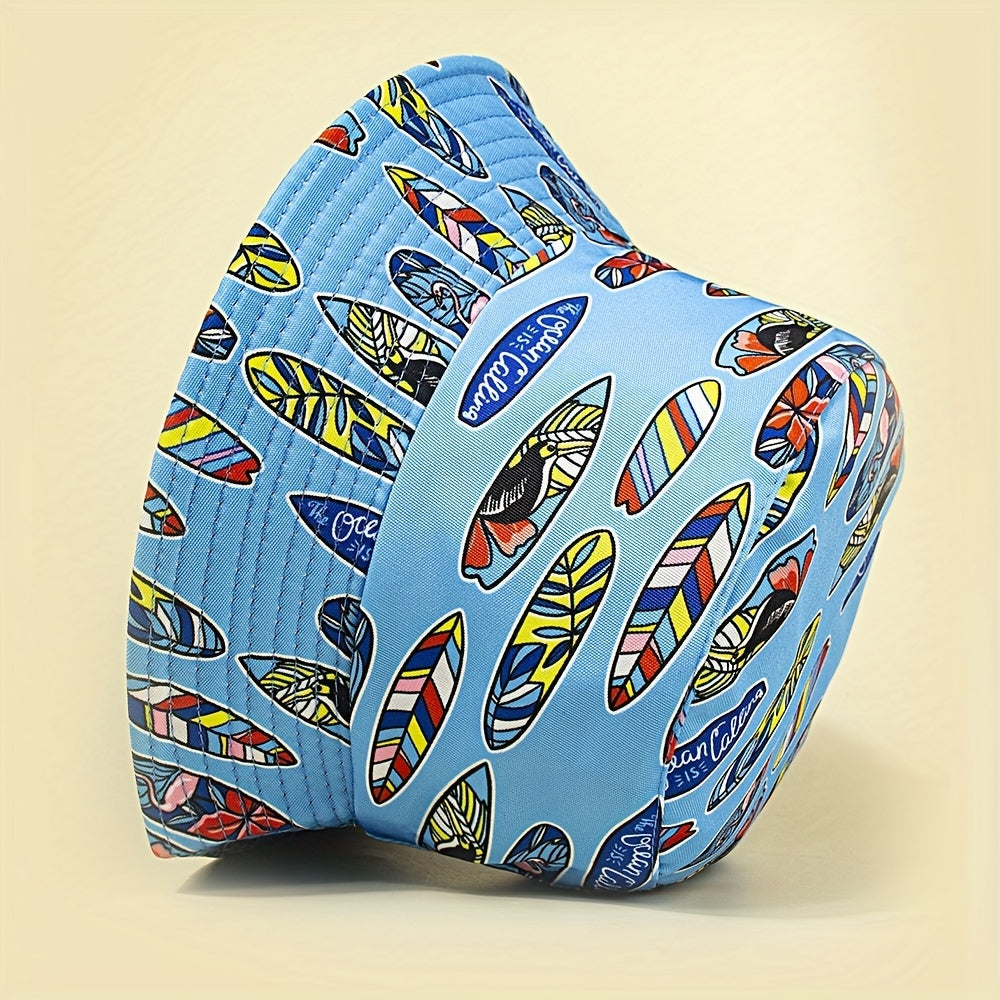 Colorful Skateboard Pattern Sunshade Bucket Hat for Outdoor Travel