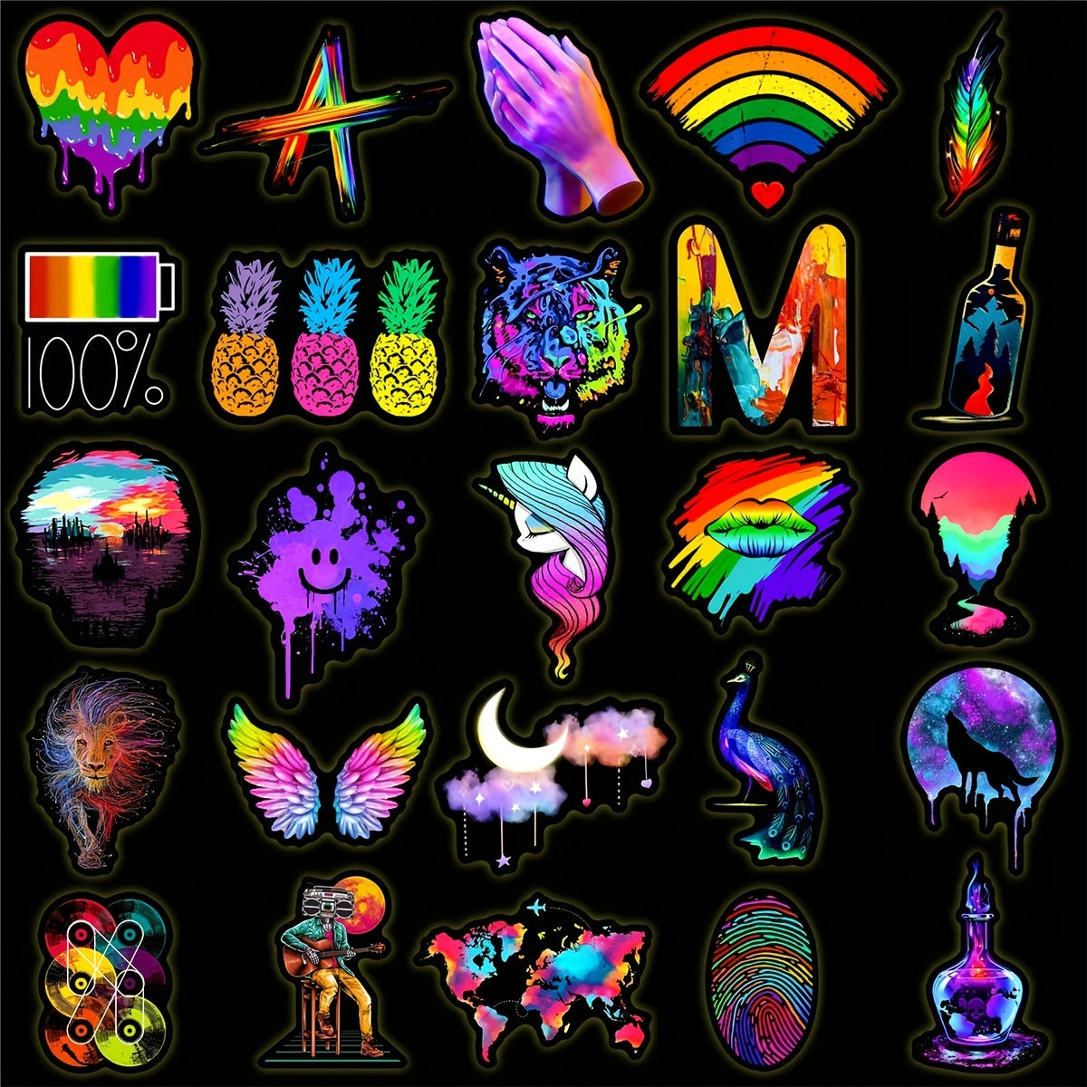 50pcs Colorful Art Graffiti Stickers for Phone Travel Skateboards Waterproof
