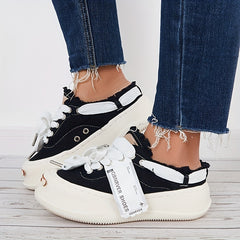 Women's Canvas Lace-Up Walking Shoes Outdoor Sneakers