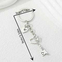 Heart Key Keychain Romantic Metal Key Ring Purse Bag Backpack Car Key Charm