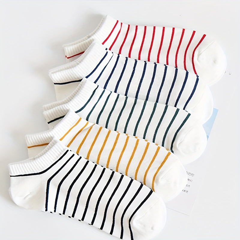 5 Pairs Striped Ankle Socks Lightweight Sports Women's Stockings