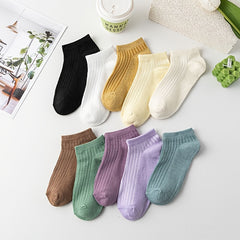 10 Pairs Ribbed Low Cut Ankle Socks Women's Stockings