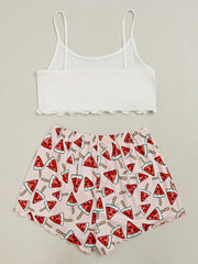 Sleeveless Cami Top & Trim Shorts Pajama Set