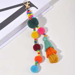 Plush Ball Keychain Pendant with Tassel Bag Ornament