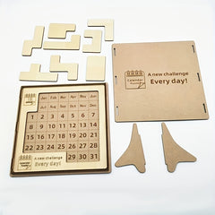 Wooden Perpetual Calendar Puzzle Decor