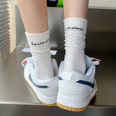 5 Pairs Letter Print Sports Socks Women's Stockings