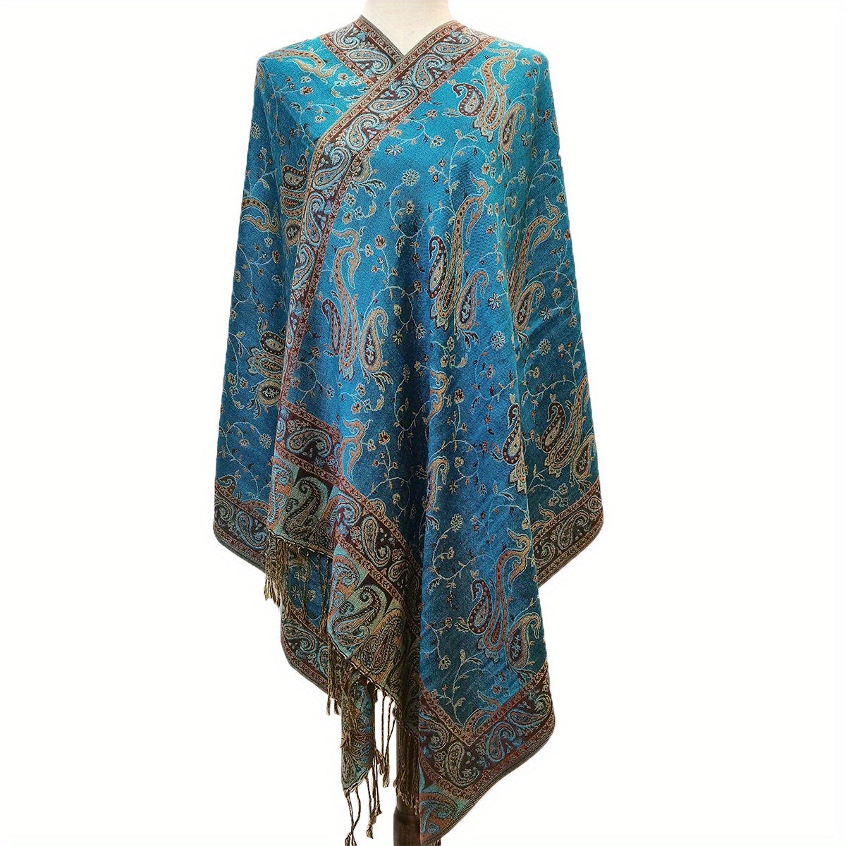 Large Blanket Shawl Jacquard Paisley Prints Tassel Long Scarf Women Warm Wrap