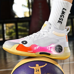 Men's Breathable Non Slip Basketball Shoes Lace Up Sneakers