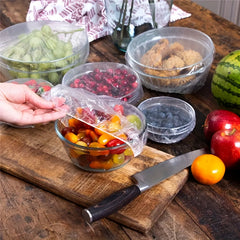 100Pcs Food Storage Covers Plastic Cling Wrap Kitchen Leftover