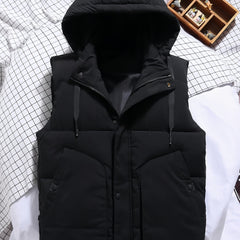 Men's Hooded Zip Up Vest for Autumn Winter Outdoor Activities