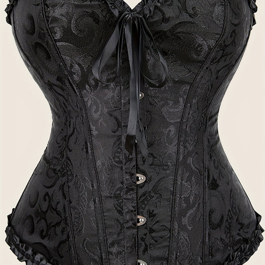 Strapless Corset Bustier Tummy Control Lace Up Jacquard Body Shaper