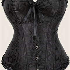 Strapless Corset Bustier Tummy Control Lace Up Jacquard Body Shaper
