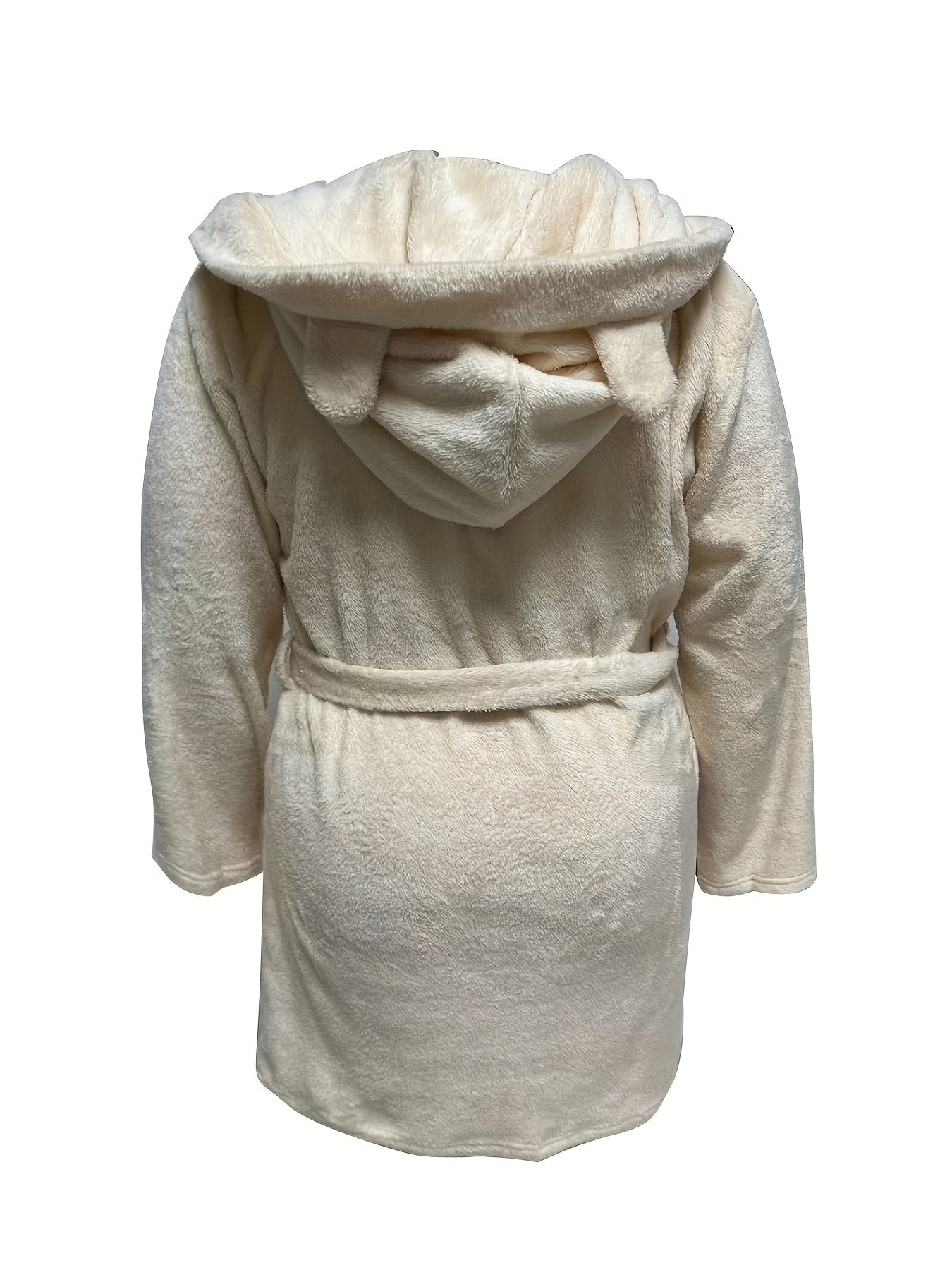 3D Ear Hooded Flannel Robe with Pockets