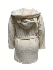 3D Ear Hooded Flannel Robe with Pockets