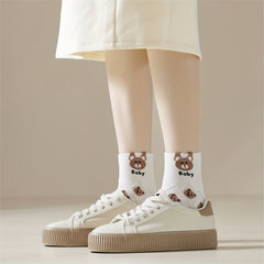 10 Pairs Bear & Letter Print Socks Women's Stockings