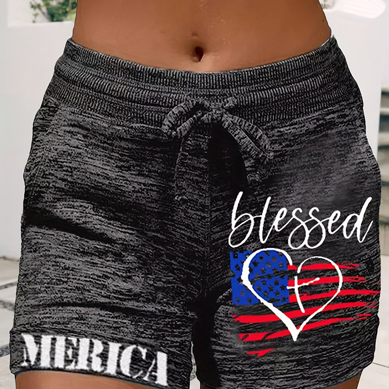 Print Drawstring Shorts for Women