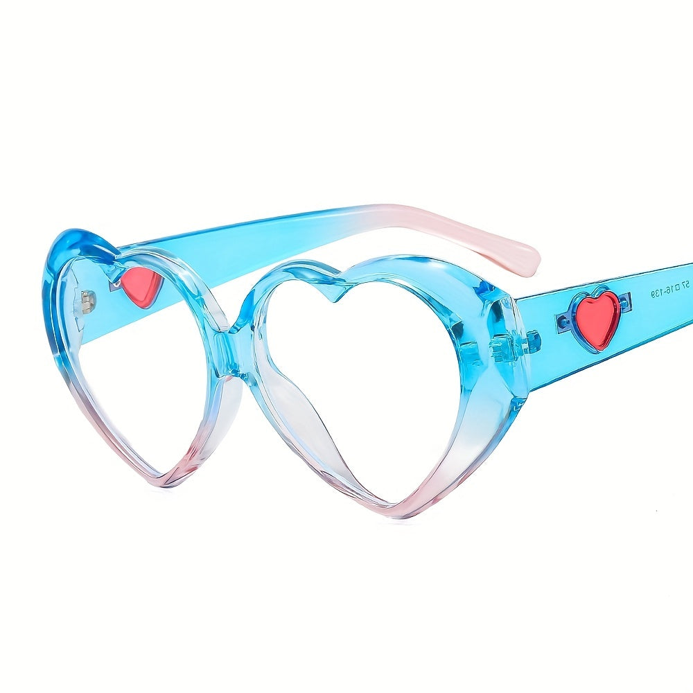 Heart Clear Lens Glasses For Men Women LOVE Theme Block Frame
